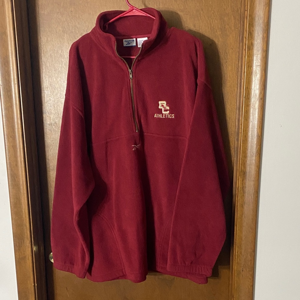 Reebok Athletics Quarter-Zip Fleece Pullover Sweatshirt Maroon XL